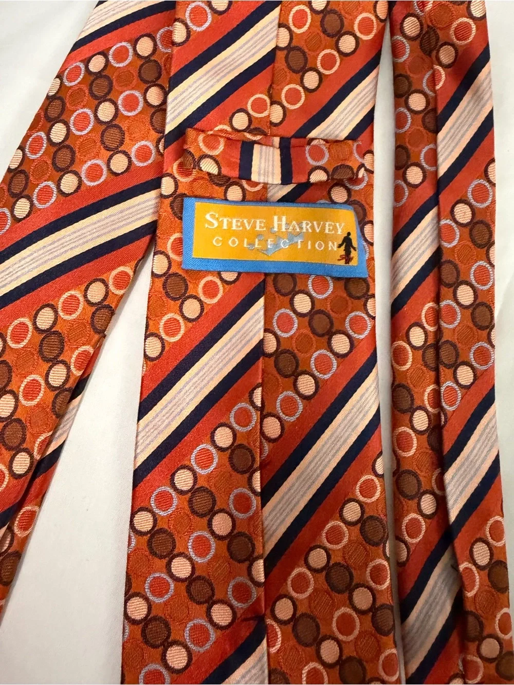 Steve Harvey collection Classic circle Orange Patterned Men's Tie - 621/2